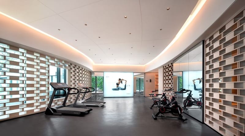 Compact cardio machine folded in a small living space